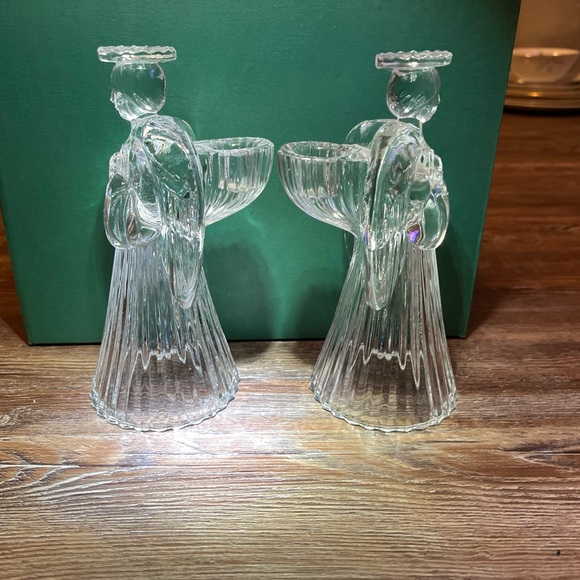 Set Of 2 -24% Lead CRYSTAL ANGEL CANDLE HOLDERS. The American Crystal Collection - Picture 6 of 11